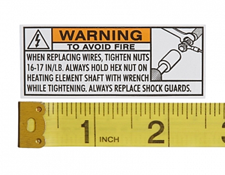 (image for) Wilbur Curtis WC-38417 LABEL, WARNING TO REDUCE FIRE